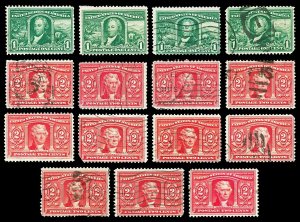 Scott 323-324 1c-2c Louisiana Purchase Issue 15 Copies Used Fine+ Cat $41