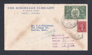 CANADA 1939 10c SPECIAL DELIVERY COVER ‘ROYAL TRAIN’ TO BOSTON MASSACHUSETTS USA