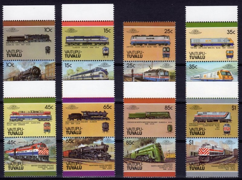 Tuvalu-Vaitupu 1987 LOCOMOTIVES LOW 3rd.series (16v) MNH