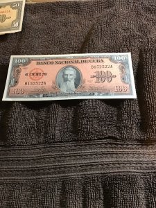 Cuba-1959-100 Pesos-Banco Nacional de Cuba-Aguilera-B152522A.uncirculated