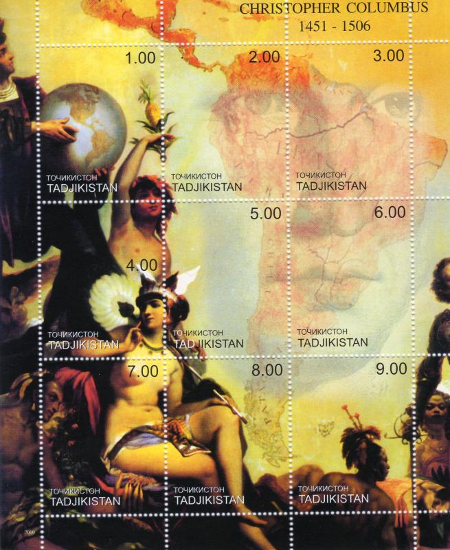 Tajikistan 2000 CHRISTOPHER COLUMBUS 1451-1506 Sheetlet perforated (9) MNH