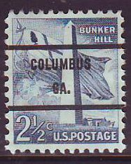 Columbus GA, 1034-71 Bureau Precancel, 2½¢ Bunker Hill