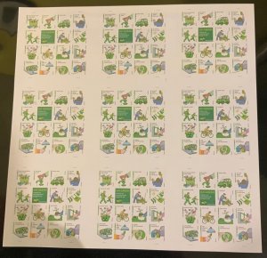 4524, Go Green Press Sheet of Nine Panes of 16 Stamps - Stuart Katz