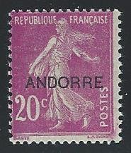 FRENCH ANDORRA mh gum has light tone see scan S.C. 7