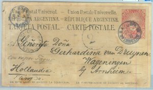 93986 - ARGENTINA - POSTAL HISTORY - STATIONERY  CARD to the NETHERLANDS 1887
