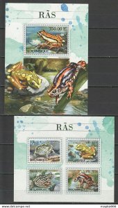 2016 Mozambique Fauna Animals Reptiles & Amphibians Frogs Ras 1Kb+1Bl ** St2640