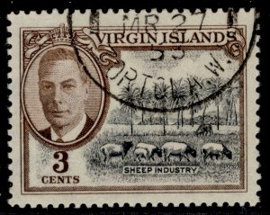 BRITISH VIRGIN ISLANDS GVI SG138, 3c black & brown, FINE USED.