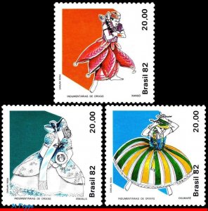 1813-15 BRAZIL 1982 ORIXAS FOLK COSTUMES OF AFRICAN ORIGIN, MI# 1912-14, SET MNH