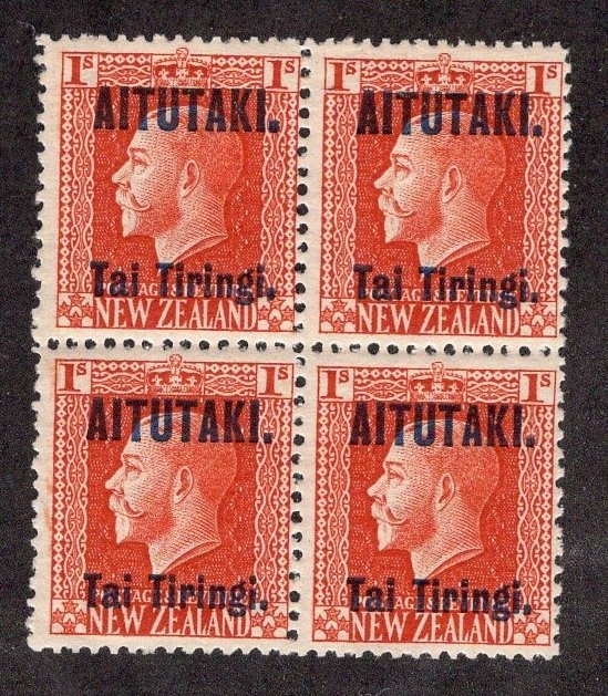 Aitutaki #18a Block of 4 Fine MLH ~JM-2162