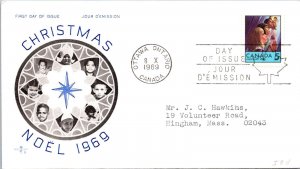 Canada 1969 FDC - Christmas Noel (Blue) - Ottawa, Ont - J8998