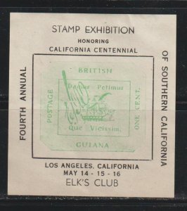 United States SC California Exhibition Label. Mint. No gum