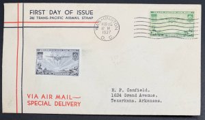 USA, 1937, SC# C21, FDC, China Clipper, Used, VF