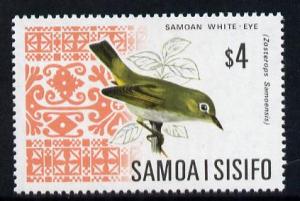 Samoa 1967 White Eye $4 from Bird def set unmounted mint,...