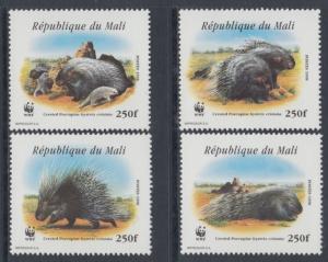 XG-BA714 MALI IND - Wwf, 1998 Wild Animals, Crested Porcupine MNH Set