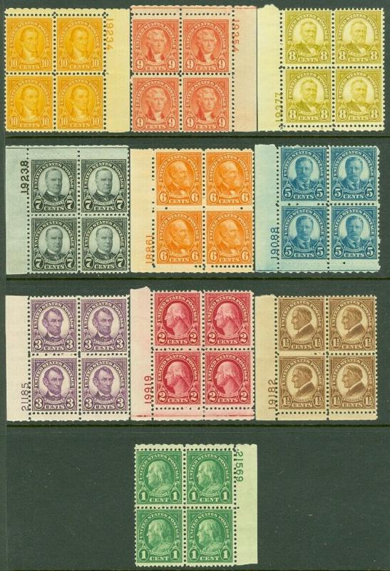 EDW1949SELL : USA 1926-34 Scott #632-35, 637-42 PBs F-VF, MNH Fresh set Cat $277