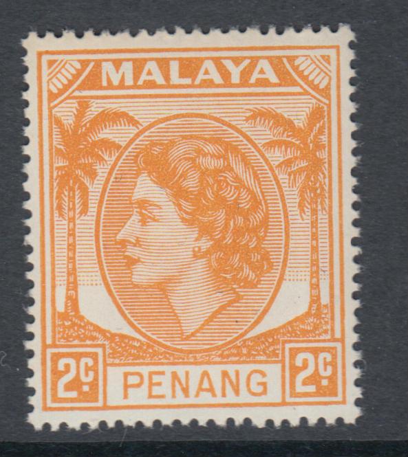 XG-Q770 MALAYA - Penang, 1954 QEII, 2C. Yellow-Orange, SG29 MNH