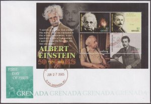 GRENADA Sc #3517a-d,18 SET of 2 FDC SHEETLET of 4 and S/S - ALBERT EINSTEIN