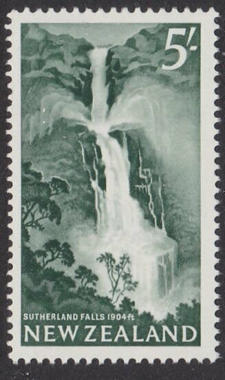 NEW ZEALAND 1960 5/- Waterfall fine MNH.....................................M261