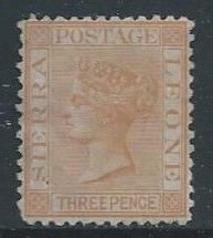 Sierra Leone #8a Mint No Gum 3p Queen Victoria Wmk. 1 Uprt Perf 12 1/2