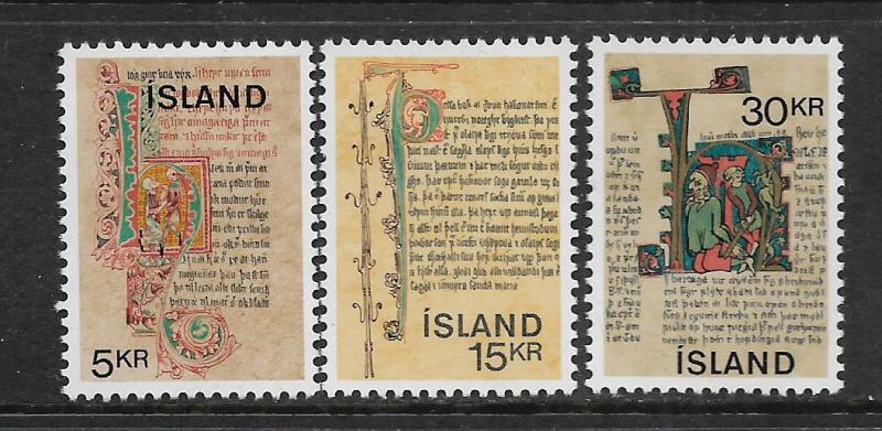 ICELAND,417-419, MNH, ICELANDIC MANUSCRIPT