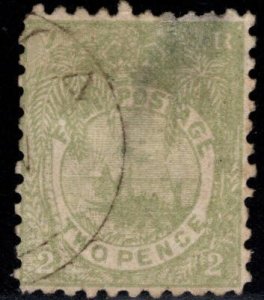 Fiji Scott 56 Used 1893 Fijian canoe stamp Hinge Thinned