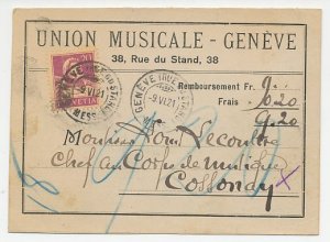 Illustrated Remboursement card Switzerland 1921 Music