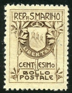 San Marino Scott 78a MFNHOG - Coat of Arms Type I (18.5mm wide) - SCV $16.00