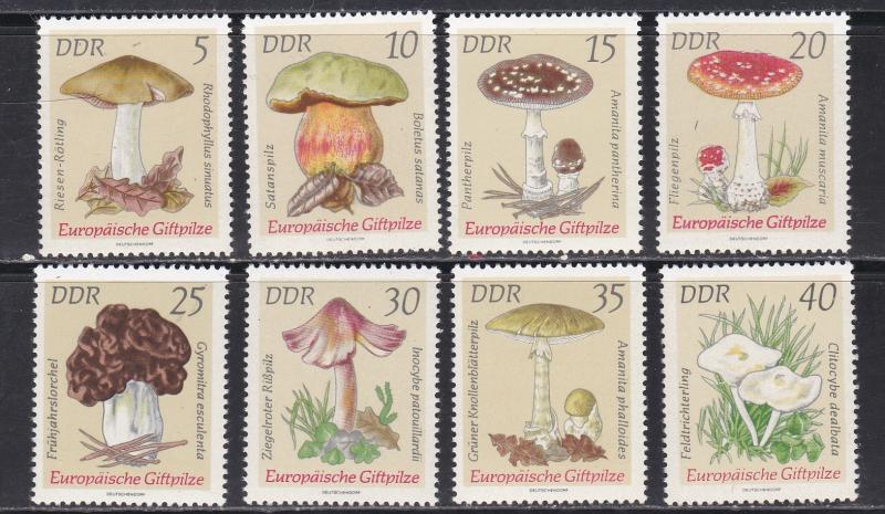 Germany - DDR # 1533-1540, Poisionus Mushrooms, NH, 1/2 Cat.