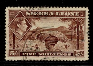 SIERRA LEONE GVI SG198, 5s red-brown, USED. Cat £17.