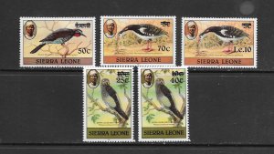 BIRDS - SIERRA LEONE #632a-36a  SURCHARGES   MNH