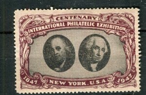 USA; 1947 early New York Philatelic Expo fine Mint Special Stamp