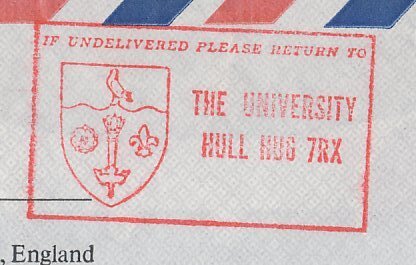 Meter cover GB / UK 1986 University Hull 