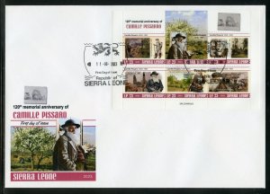 SIERRA LEONE 2023 105th MEMORIAL OF CAMILLE PISSARRO PAINTINGS SHEET FDC