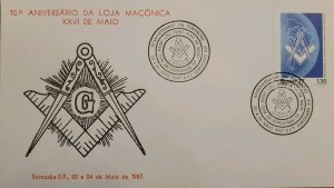 A) 1987, BRAZIL, FREEMASONRY, 10 ANNIVERSARIES OF THE MASONIC LODGE, ECT 