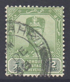 Malaya Johore Scott 103 - SG105, 1922 Sultan 2c Green used