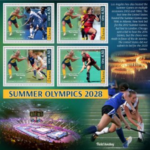 Stamps. Olympic 2028 LA Field Hockey 2024 year 1+1 sheets perforated