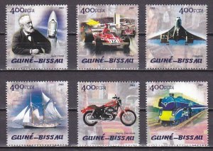 Guinea Bissau, 2005 issue. J. Verne, Motorcycle, Concorde, Racing Car issue.