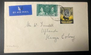 1937 Nyeri Kenya British KUT First Return Flight Airmail Cover To Uplands