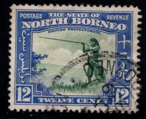 North Borneo Scott 200 Used Aborigine with blowpipe stamp from the 1939 set.
