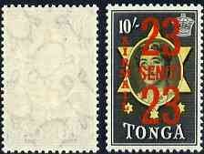 TONGA - 1968 - Queen Salote o/p 23s on 10s - Perf Single Stamp-Mint Never Hinged