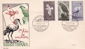 Spanish Sahara # 94-96, Birds, First Day Cover