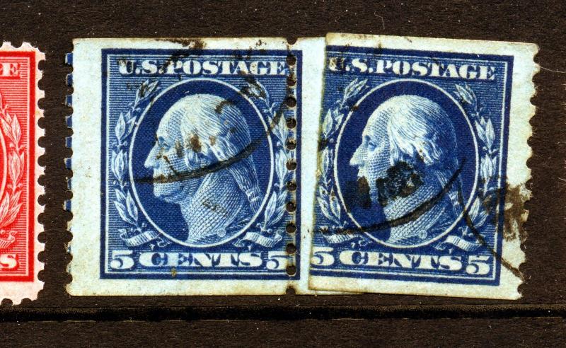 Scott #447 Washington USED Coil Paste-Up Pair! (Stock #447-5)