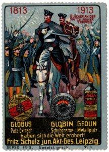 1913 Germany Poster Stamp Blücher At The Head Of Troops Globus Cleaning Extract
