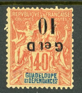 Guadeloupe 1900 French Colony 10¢/40¢ Red SG #54cv Inverted Mint D971