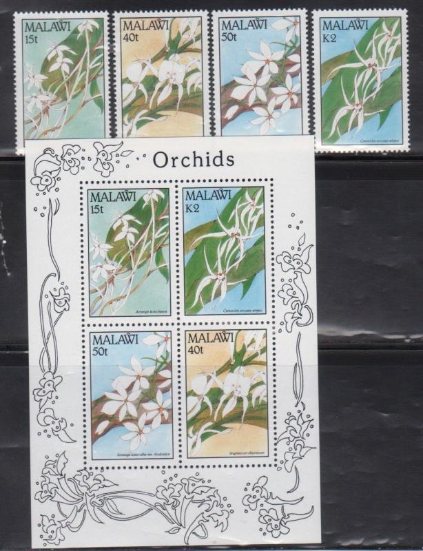 Malawi 578-81A Orchids Mint NH