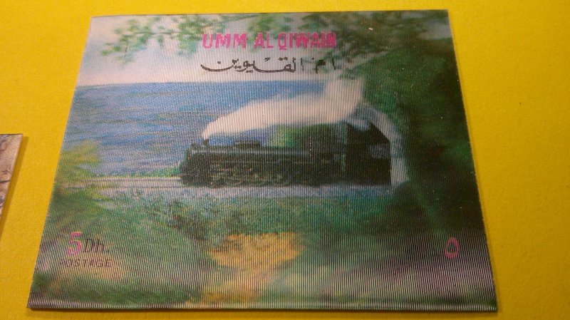Uum Al Qiwain 1972 3-D Plastic Train Stamps set of 5