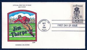 UNITED STATES FDC 20¢ Jim Thorpe 1984 Collins H-P