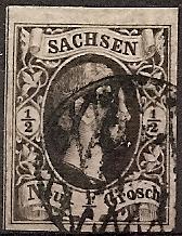 Saxony  3 Used 1851 Frederick Augustus Defin.