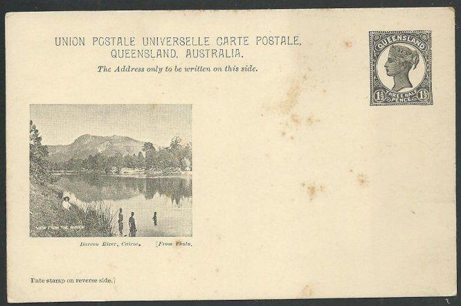 QUEENSLAND QV 1½d pictorial postcard BARRON RIVER, CAIRNS..................59981