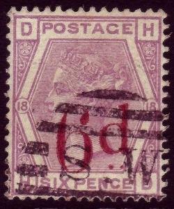 Sg162, 6d on 6d lilac plate 18, good used. Cat £130. HD